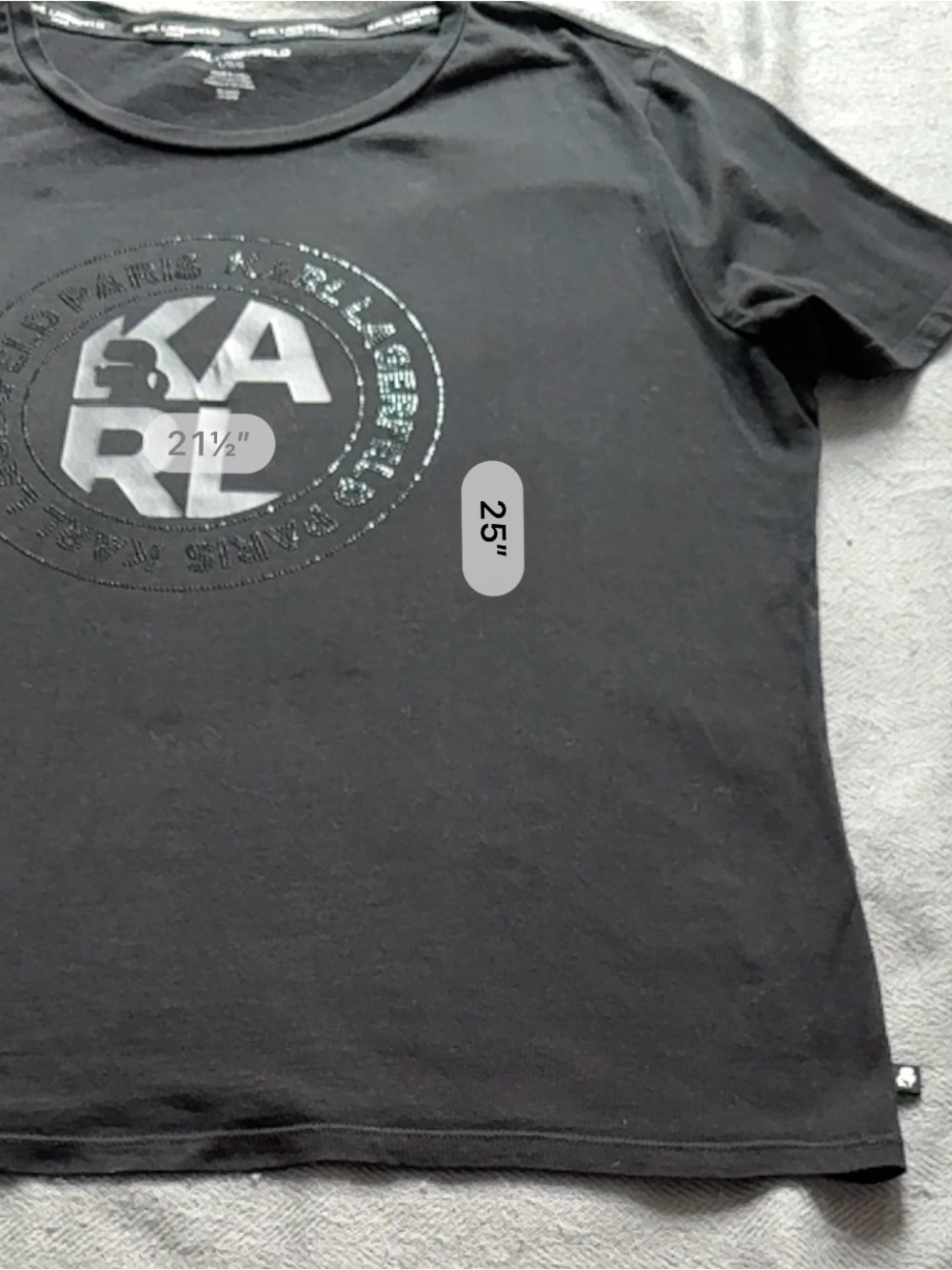 Karl Lagerfeld Black Embossed Logo Short Sleeve Tee - Picture 7 of 7